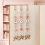 Gepersonaliseerde Parel Strik Kralen Bedel Bladwijzer met initiaal Verjaardagscadeau voor boekenliefhebbers Boekenwurmen