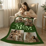 Personalised Best Mom I Love You Ever Soft Throw Blanket with Name and 4 Photos Home Decor Mother's Day Birthday Gift for Mom