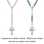 Chapelet en perles personnalisé avec nom et date sur la breloque - Cadeau de baptême première communion pour chrétiens