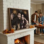 Personalized Cartoon Gothic Style Photo Giclee Canvas Prints Home Decor Ship from USA Anniversary Halloween Gift for Family