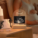 Personalized Pregnant Baby Ultrasound Photo Acrylic Night Light with Name and Wooden Base Birthday Mother's Day Gift for New Moms Expectant Father
