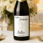 Personalised Simple Line Graduation Cap Waterproof Wine Stickers Labels with Name and Year Graduation Party Gift for Master PhD Graduates