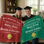 Personlig teppe med navn og skolenavn og konfirmasjonssertifikat Design Throw Blanket Graduation Gift for High School College Graduates