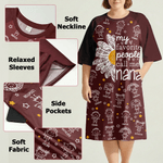 Personalisierte 1-16 Cartoon Line Art Kinder Nachthemd mit Namen und Seitentasche täglich tragen Muttertag Geburtstag Geschenk für Oma Mama