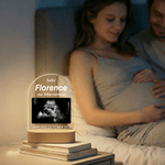 Personalized Pregnant Baby Ultrasound Photo Acrylic Night Light with Name and Wooden Base Birthday Mother's Day Gift for New Moms Expectant Father