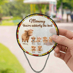 Personalized Cute Highland Cow Suncatcher Glass Ornament with Names Window Balcony Hanging Decor Mother's Day Gift for Mom