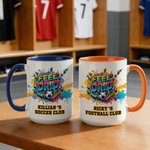 Personalisierte Street Style Soccer Club 11 oz 15 oz Keramik Becher Untersetzer mit Text und Name Game Day Geburtstag Geschenk für Fußball-Liebhaber