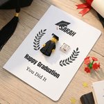 Personalized 3D Pixel Block Style Graduate Card Keychain Set with Name and Bouquet Happy Graduation Gift for Graduates Classmates