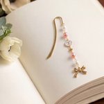 Gepersonaliseerde Parel Strik Kralen Bedel Bladwijzer met initiaal Verjaardagscadeau voor boekenliefhebbers Boekenwurmen