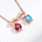 Collar personalizado de plata de ley con contorno de niño y niña y 1 a 6 piedras de nacimiento regalo de cumpleaños y aniversario para mujeres y niños