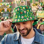 Personalized Funny Face Photo Unisex Fishing Bucket Hat Beach Party Essential Birthday Saint Patrick's Day Gift for Friend Family