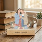 Ornement personnalisé en acrylique avec texte en bas et base en bois de hêtre Cadeau de fête des mères pour maman grand-mère