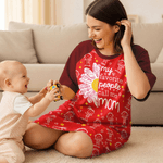 Personalisierte 1-16 Cartoon Line Art Kinder Nachthemd mit Namen und Seitentasche täglich tragen Muttertag Geburtstag Geschenk für Oma Mama