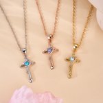 Personalized Heart Birthstone Cross Style Necklace Dainty Jewelry Anniversary Mother's Day Birthday Gift for Woman Mom Grandma