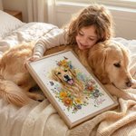 Personalized Floral Watercolour Photo Giclee Canvas Prints Home Decor Anniversary Gift for Pet Lover Family
