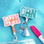 Personalised Multi-Colour Tassel Beads Nurse Badge Reel with Name Nurse Clinic Use Birthday Gift for Nurse Medical Staff