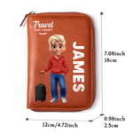 Personalized 3D Cartoon Travel Character PU Leather Notebook Set with Pen Holder Trip Planner Daily Use Birthday Gift for Travel Lovers