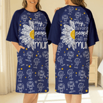 Personalisierte 1-16 Cartoon Line Art Kinder Nachthemd mit Namen und Seitentasche täglich tragen Muttertag Geburtstag Geschenk für Oma Mama