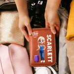 Personalized 3D Cartoon Travel Character PU Leather Notebook Set with Pen Holder Trip Planner Daily Use Birthday Gift for Travel Lovers