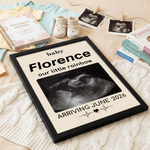 Personalised Baby Ultrasound Photo Wooden Plaque Frame Sign with Name Date Text Pregnancy Reveal  Baby Shower Mother's Day Gift for Expecting Mother