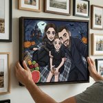 Personalized Cartoon Gothic Style Photo Giclee Canvas Prints Home Decor Ship from USA Anniversary Halloween Gift for Family
