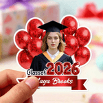 Personalized Balloons Ribbon Graduation Photo Sticker with Name Graduation Ceremony Party Gift for Graduates