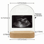 Personalized Pregnant Baby Ultrasound Photo Acrylic Night Light with Name and Wooden Base Birthday Mother's Day Gift for New Moms Expectant Father