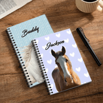 Personalized Multi-Color Heart Flower Pattern Horse Photo Notebook with Name Writing Use Anniversary Gift for Horse Lovers Writing Enthusiasts