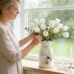 Vase en céramique en forme de pétale avec nom et noeud en ruban Décoration d'intérieur Cadeau de sympathie pour les propriétaires d'animaux de compagnie