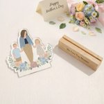 Ornement personnalisé en acrylique avec texte en bas et base en bois de hêtre Cadeau de fête des mères pour maman grand-mère