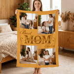 Personalised Best Mom I Love You Ever Soft Throw Blanket with Name and 4 Photos Home Decor Mother's Day Birthday Gift for Mom