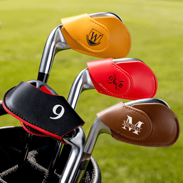 Personalised Multicolour PU Leather Monogrammed Golf Magnetic Golf Club Head Cover with Number Golf Tools Birthday Gift for Golf Player Lover