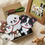 Henkilökohtainen söpö koira PU nahka Charm avaimenperä nimi päivittäinen käyttö syntymäpäivä Gotcha Day Memorial lahja lemmikkieläinten rakastaja omistaja