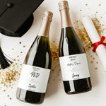 Personalised Simple Line Graduation Cap Waterproof Wine Stickers Labels with Name and Year Graduation Party Gift for Master PhD Graduates