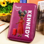 Personalized 3D Cartoon Travel Character PU Leather Notebook Set with Pen Holder Trip Planner Daily Use Birthday Gift for Travel Lovers