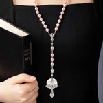 Chapelet en perles personnalisé avec nom et date sur la breloque - Cadeau de baptême première communion pour chrétiens