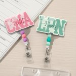 Personalised Multi-Colour Tassel Beads Nurse Badge Reel with Name Nurse Clinic Use Birthday Gift for Nurse Medical Staff