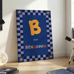 Lienzo personalizado a cuadros multicolor con iniciales y nombre Decoración de habitación infantil Enviar desde EE.UU. Baby Shower Cumpleaños Regalo para recién nacidos Niños