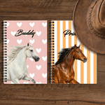 Personalized Multi-Color Heart Flower Pattern Horse Photo Notebook with Name Writing Use Anniversary Gift for Horse Lovers Writing Enthusiasts