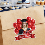 Personalized Balloons Ribbon Graduation Photo Sticker with Name Graduation Ceremony Party Gift for Graduates