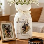 Vase en céramique en forme de pétale avec nom et noeud en ruban Décoration d'intérieur Cadeau de sympathie pour les propriétaires d'animaux de compagnie