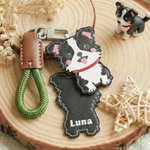 Henkilökohtainen söpö koira PU nahka Charm avaimenperä nimi päivittäinen käyttö syntymäpäivä Gotcha Day Memorial lahja lemmikkieläinten rakastaja omistaja