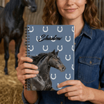 Personalized Multi-Color Heart Flower Pattern Horse Photo Notebook with Name Writing Use Anniversary Gift for Horse Lovers Writing Enthusiasts