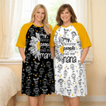 Personalisierte 1-16 Cartoon Line Art Kinder Nachthemd mit Namen und Seitentasche täglich tragen Muttertag Geburtstag Geschenk für Oma Mama