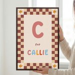 Lienzo personalizado a cuadros multicolor con iniciales y nombre Decoración de habitación infantil Enviar desde EE.UU. Baby Shower Cumpleaños Regalo para recién nacidos Niños