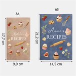 Carnet de notes en cuir PU A5 A6 personnalisé avec nom - Style recettes de gâteaux - Cadeau pour boulanger et passionné de pâtisserie