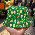 Personalized Funny Face Photo Unisex Fishing Bucket Hat Beach Party Essential Birthday Saint Patrick's Day Gift for Friend Family