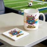 Personalisierte Street Style Soccer Club 11 oz 15 oz Keramik Becher Untersetzer mit Text und Name Game Day Geburtstag Geschenk für Fußball-Liebhaber