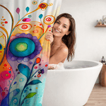 Personalized Watercolour Flower Shower Curtain with Name and 12 Hooks Bathroom Decor Birthday Housewarming Gift for Family Friend