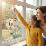 Personalized Cute Highland Cow Suncatcher Glass Ornament with Names Window Balcony Hanging Decor Mother's Day Gift for Mom